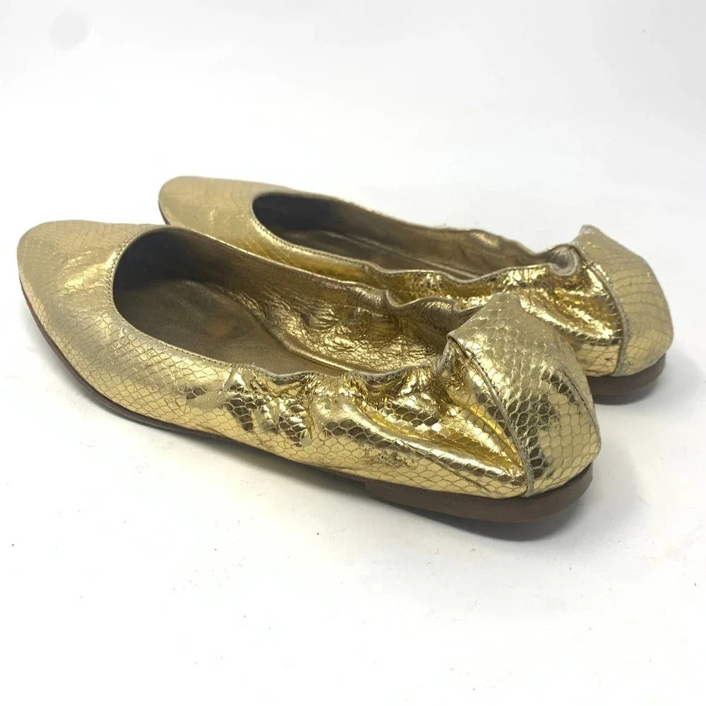Dolce & Gabbana Gold Metallic Snakeskin Flats - Picture 8 of 10